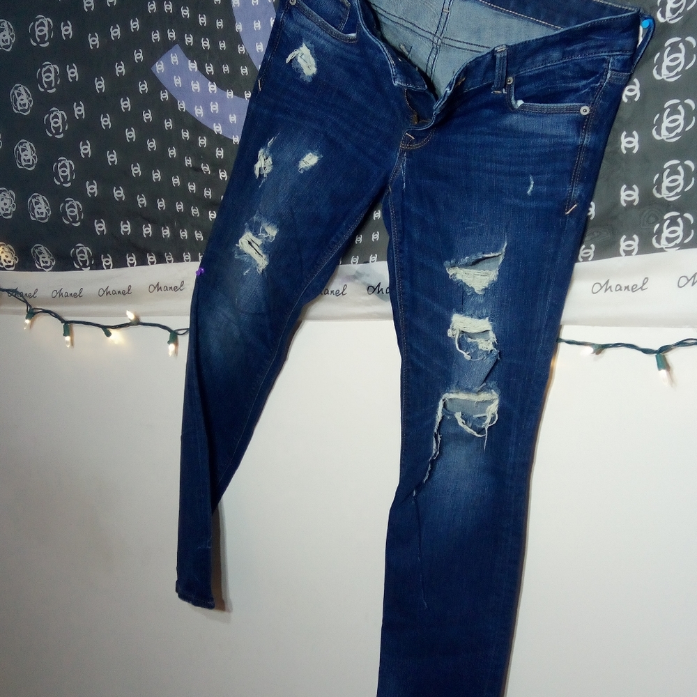 Express 👖 Blue Rugged Ripped Express Jeans - Picture 3 of 4
